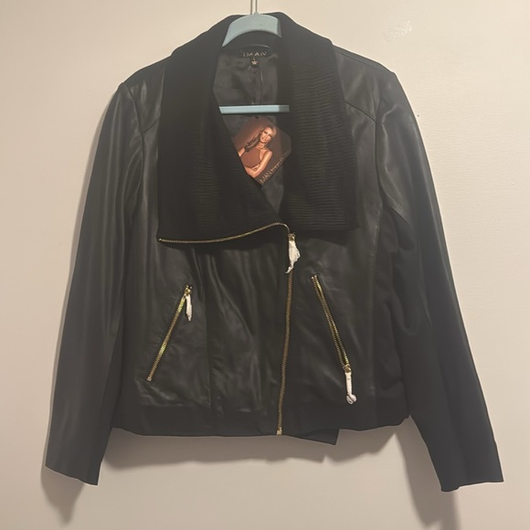 IMAN JACKET, LAMB LEATHER, MOTO, SIZE L - Picture 1 of 6
